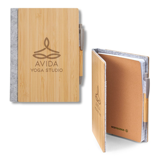 PJL-7003 Bamboo refillable notebook and pen