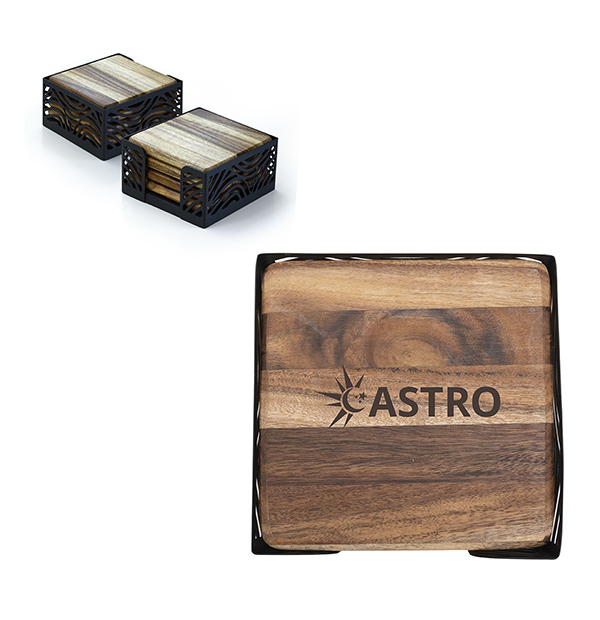 Set of 4 acacia Wood Coasters