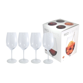 PJL-4955 Ensemble de 4 verres à vin blanc/rouge